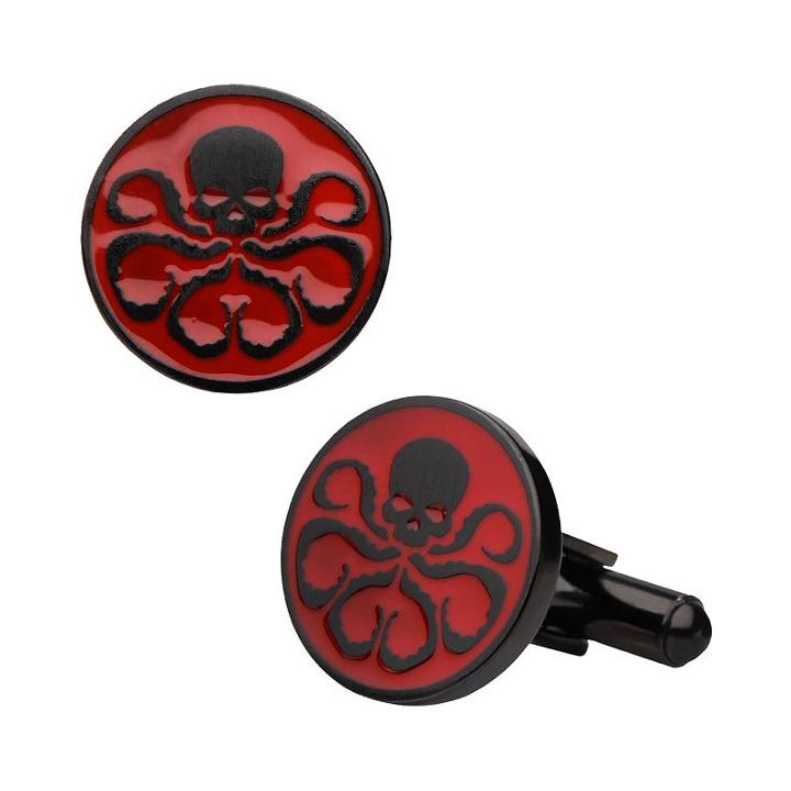 Marvel Hydra Black Ion-plated Stainless Steel Cuff Links, Men's, Multicolor