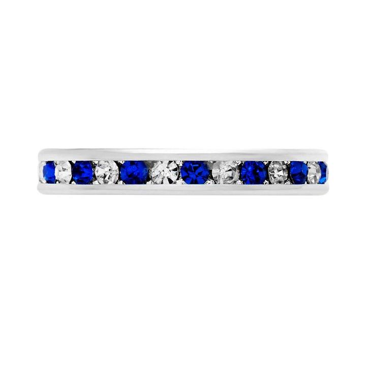 Silver-tone Cubic Zirconia And Simulated Sapphire Eternity Ring, Women's, Size: 7, Blue