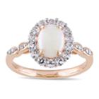 14k Rose Gold White Opal & White Topaz Halo Ring, Women's, Size: 8