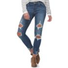 Juniors' Almost Famous Frayed Hem Ripped Skinny Jeans, Teens, Size: 7, Dark Blue