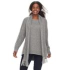 Plus Size Sonoma Goods For Life&trade; Crewneck Cable-knit Scarf & Sweater, Women's, Size: 3xl, Med Grey