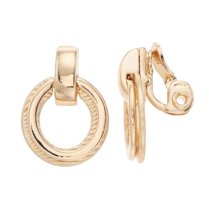 Napier Doorknocker Hoop Clip-on Earrings, Women's, Gold