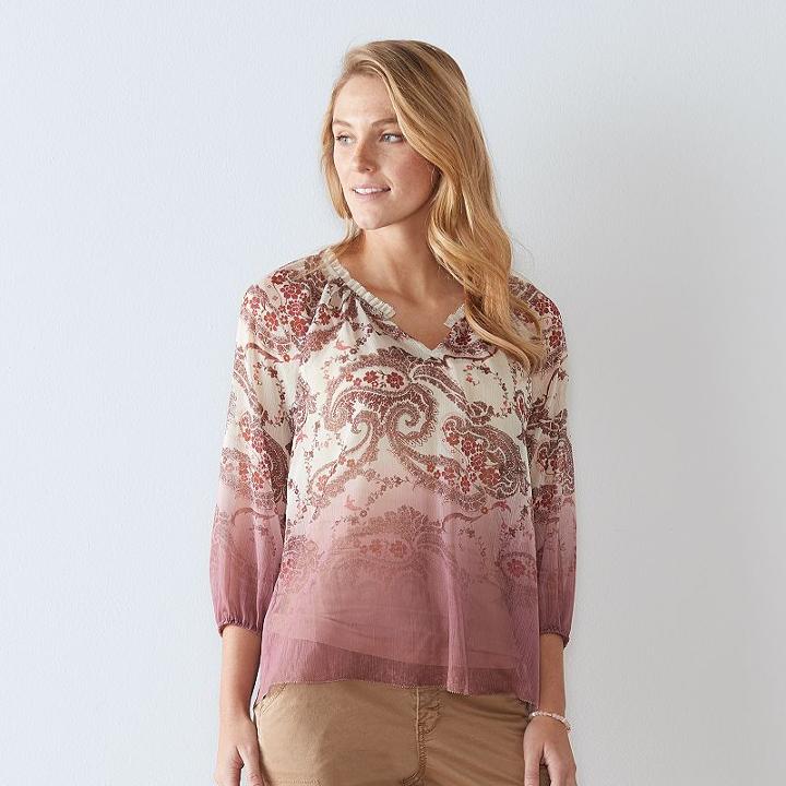 Women's Sonoma Goods For Life&trade; Crinkle Popover Top, Size: Medium, Med Pink