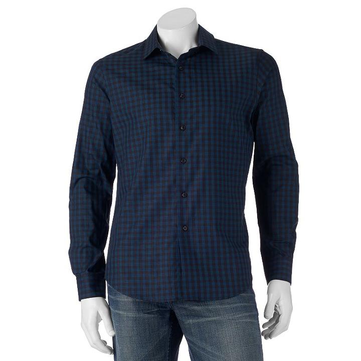 Men's Apt. 9&reg; Slim-fit Stretch Button-down Shirt, Size: Large Slim, Black