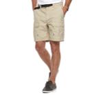 Men's Croft & Barrow&reg; Classic-fit Outdoor Belted Side-elastic Ripstop Cargo Shorts, Size: 33, Med Beige
