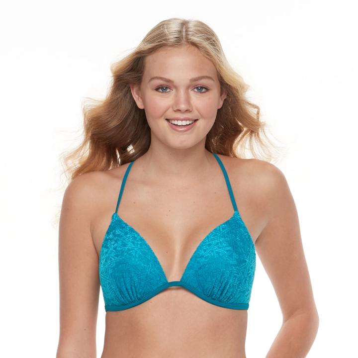 Mix And Match Burnout Velvet Bikini Top, Teens, Size: Xs, Med Blue