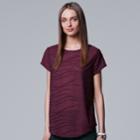 Women's Simply Vera Vera Wang Essential Windy Jacquard Tee, Size: Large, Purple