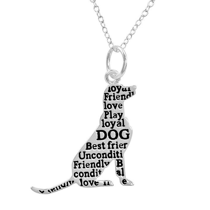 Silver Plated Dog Pendant Necklace, Women's, Size: 17, Grey