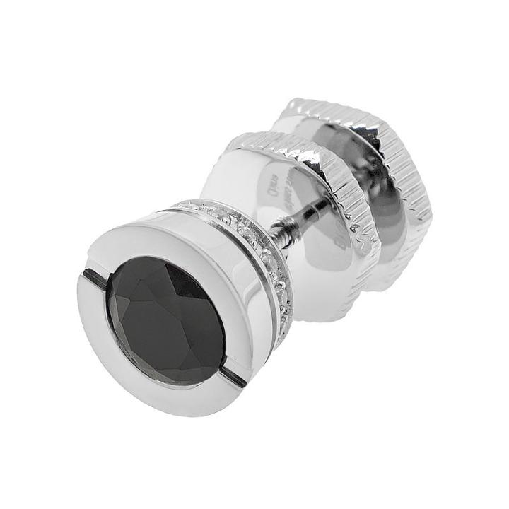 Cubic Zirconia Stainless Steel Stud - Single Earring, Men's, Black