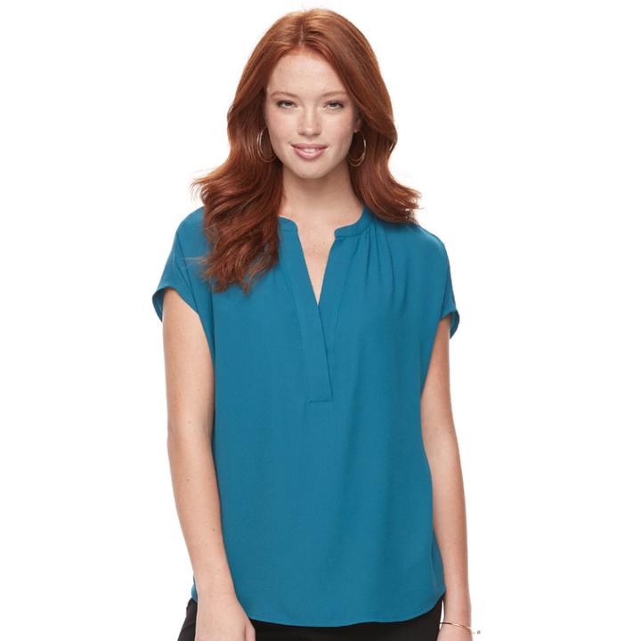 Women's Apt. 9&reg; Crepe Blouse, Size: Xxl, Turquoise/blue (turq/aqua)