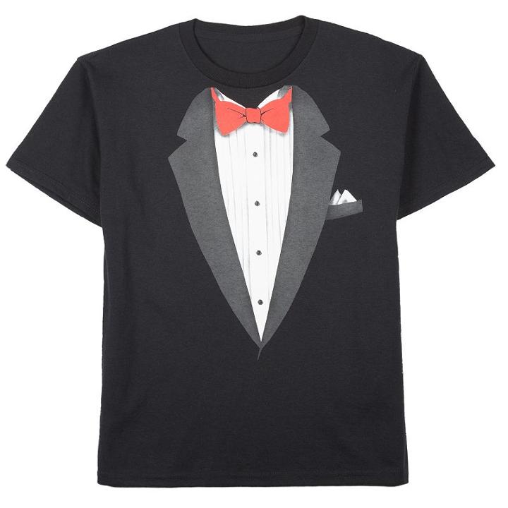 Boys 8-20 Tuxedo Foil Tee, Boy's, Size: Large, Black