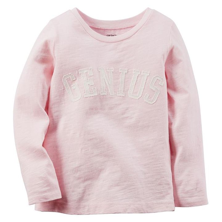 Girls 4-8 Carter's Long Sleeve Slogan Tee, Size: 8, Light Pink