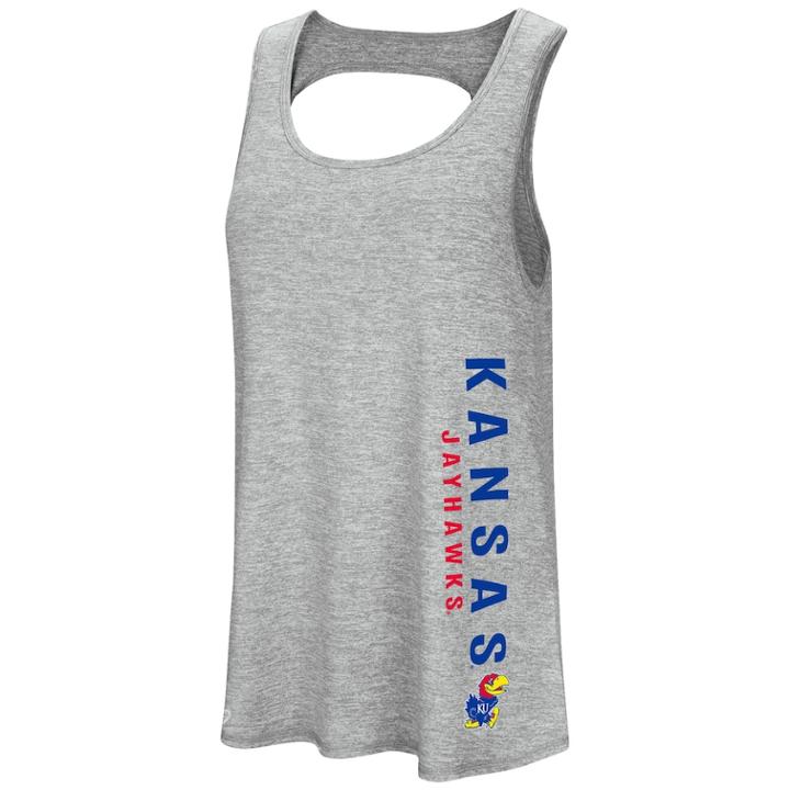 Women's Colosseum Kansas Jayhawks Twisted Back Tank Top, Size: Large, Grey (charcoal)