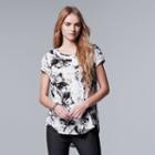 Simply Vera Vera Wang, Women's Print High Low Hem Tee, Size: Xl, White