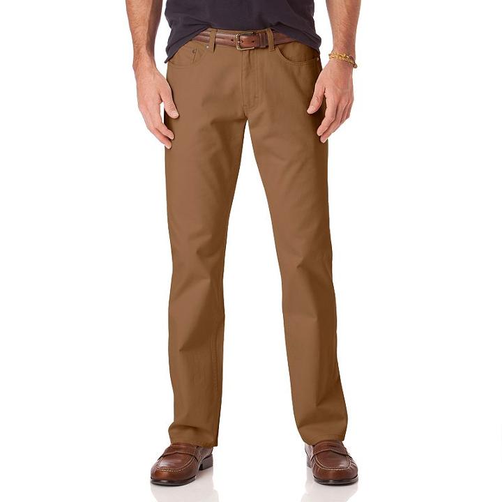 Men's Chaps Classic-fit 5-pocket Twill Flat-front Pants, Size: 36x29, Brown