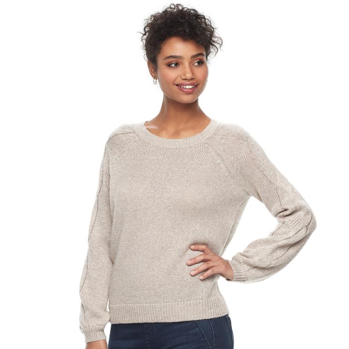 Women's Apt. 9® Cable-knit Sleeve Sweater, Size: Large, Lt Brown