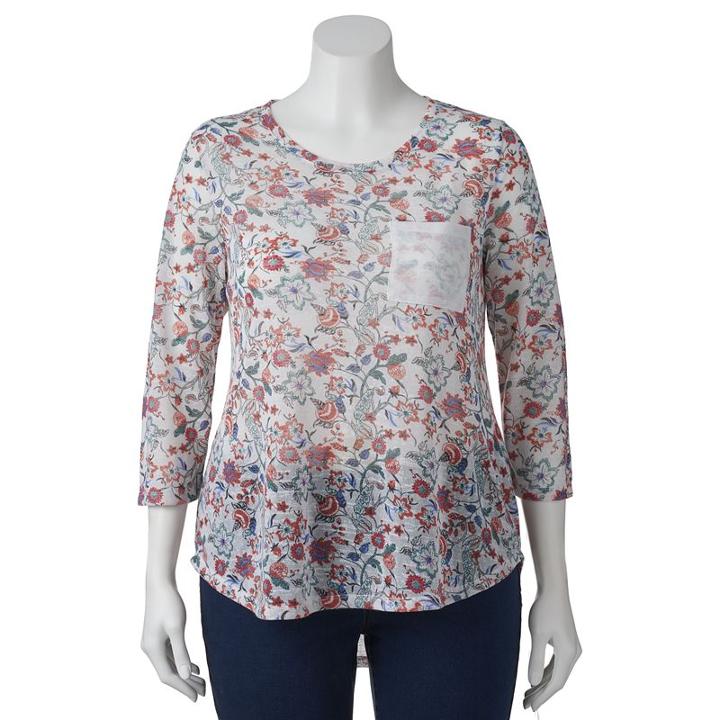Juniors' Plus Size Wallflower Print Pocket Tee, Girl's, Size: 3xl, White Oth
