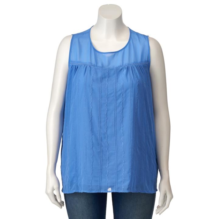Plus Size Ab Studio Embroidered Trapeze Tank, Women's, Size: 0x, Med Blue