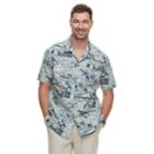 Men's Croft & Barrow&reg; Short Sleeve Crosshatch Button-down Shirt, Size: Large, Light Grey