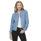 Juniors' Candie's&reg; Denim Bomber Jacket, Girl's, Size: Small, Purple