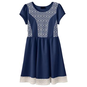 Plus Size Girls 7-16 2hip Crochet Scuba Skater Dress, Girl's, Size: 20 1/2, Blue (navy)