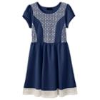 Plus Size Girls 7-16 2hip Crochet Scuba Skater Dress, Girl's, Size: 20 1/2, Blue (navy)
