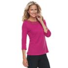 Women's Croft & Barrow&reg; Crochet Trim Boatneck Top, Size: Xl, Med Pink
