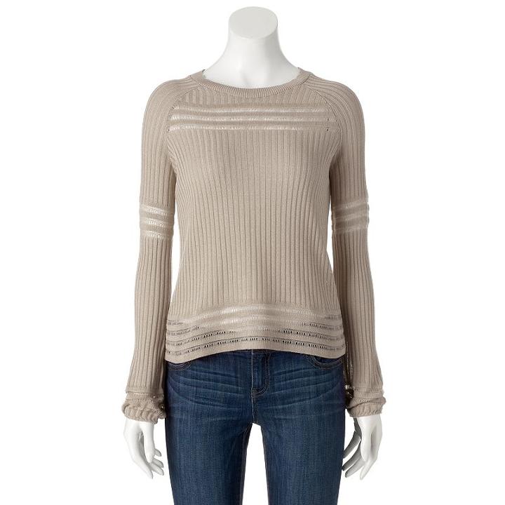 Women's Apt. 9&reg; Eyelet Crewneck Sweater, Size: Large, White Oth