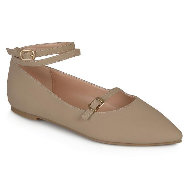 Journee Collection Nilly Women's Ankle Strap Flats, Girl's, Size: 7.5, Beig/green (beig/khaki)