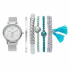 Women's Crystal Mesh Watch & Bracelet Set, Size: Medium, Grey