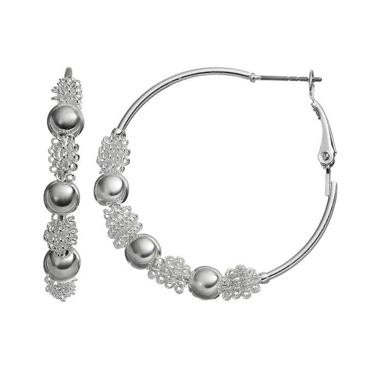 Croft & Barrow&reg; Bead Hoop Earrings, Women's, Multicolor