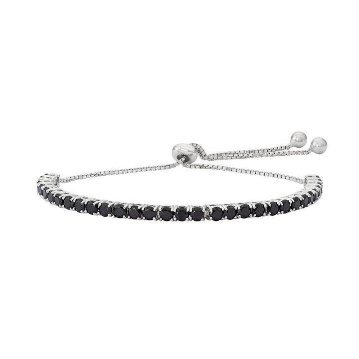 Sterling Silver Black Spinel Lariat Bracelet, Women's, Size: 9