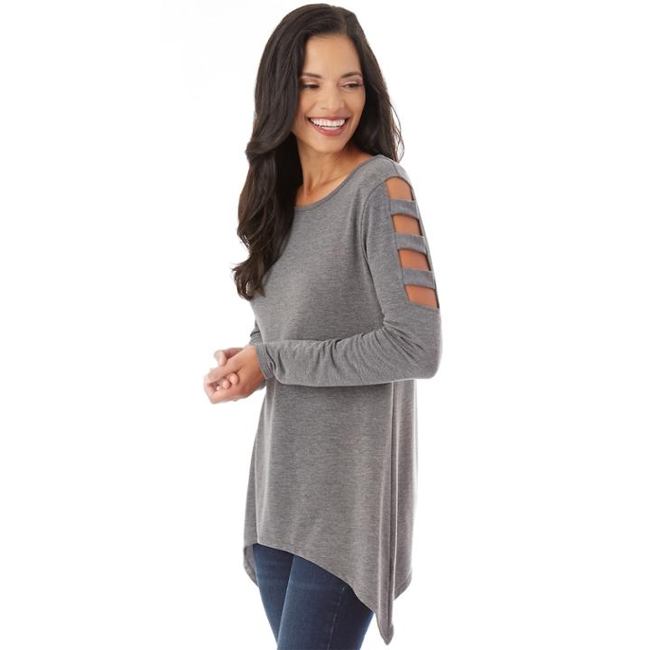 Women's Apt. 9&reg; Sharkbite Cage Top, Size: Small, Dark Grey