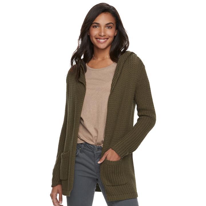 Women's Sonoma Goods For Life&trade; Hooded Cardigan, Size: Large, Green