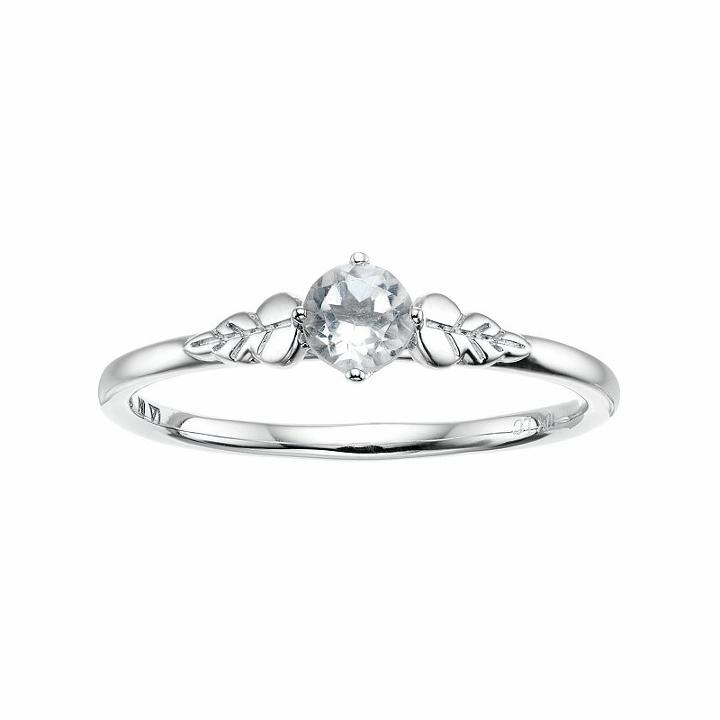Lc Lauren Conrad 10k White Gold Green Quartz Leaf Ring, Women's, Size: 6