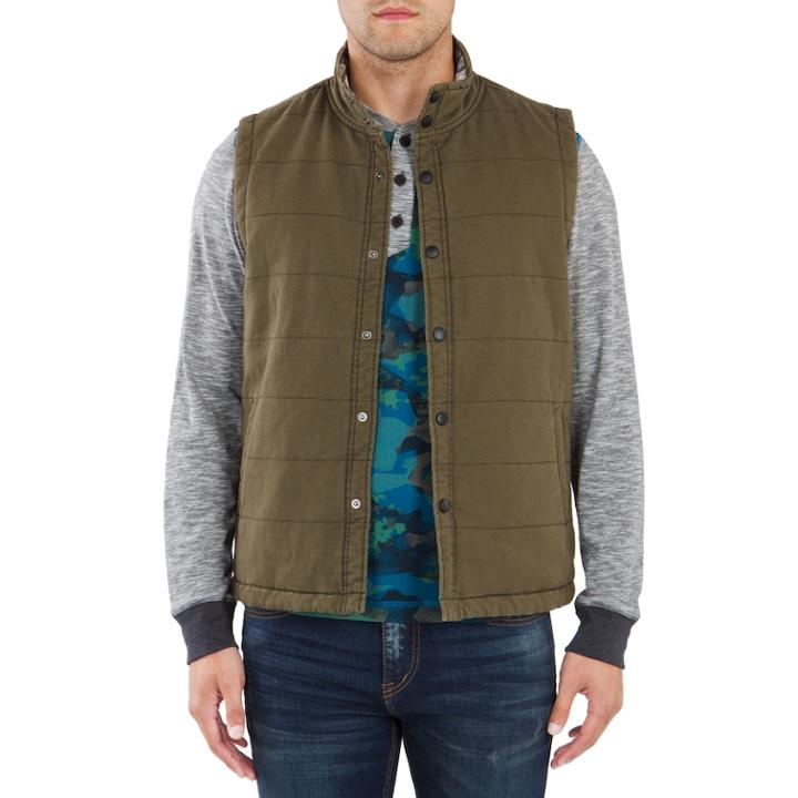 Men's Unionbay Cameron Canvas Quilted Vest, Size: Large, Lt Beige