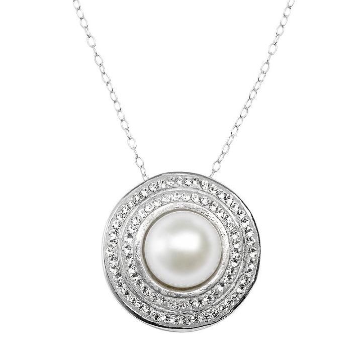 Pearl 'n' Ice Sterling Silver Freshwater Cultured Pearl Halo Pendant, Women's, Size: 18, White