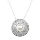 Pearl 'n' Ice Sterling Silver Freshwater Cultured Pearl Halo Pendant, Women's, Size: 18, White
