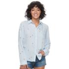 Juniors' So&reg; Print Shirt, Teens, Size: Xl, Light Blue