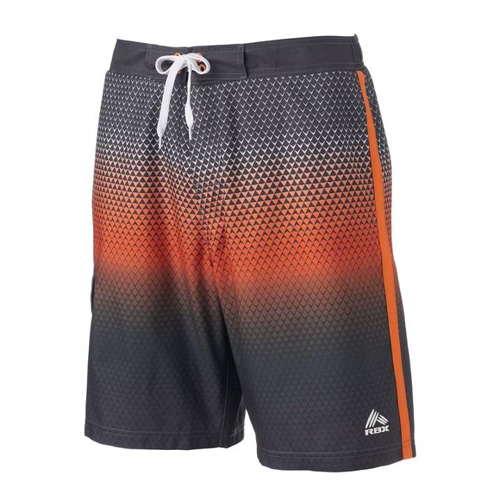 Men's Rbx Ombre Performance Swim Trunks, Size: Large, Grey