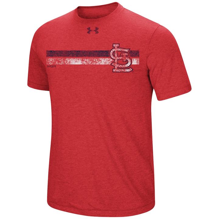 Men's Under Armour St. Louis Cardinals Stripe Tee, Size: Large, Med Red