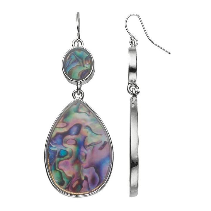 Simulated Abalone Nickel Free Oval & Teardrop Earrings, Women's, Purple