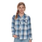 Women's Sonoma Goods For Life&trade; Essential Plaid Flannel Shirt, Size: Large, Med Blue