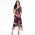 Women's Apt. 9&reg; Smocked High-low Maxi Dress, Size: Small, Navy Floral