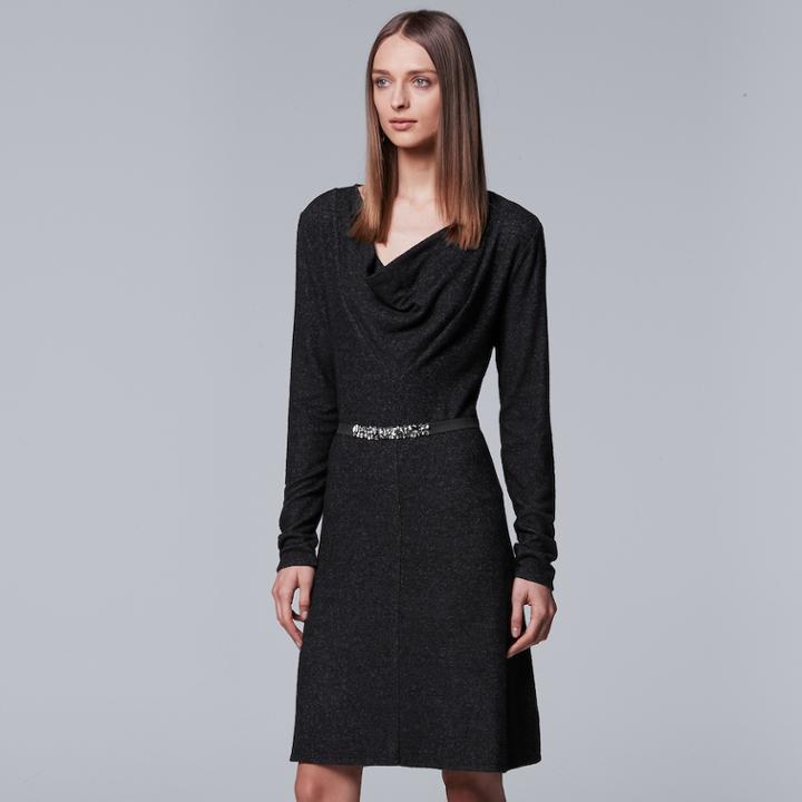 Women's Simply Vera Vera Wang Cozy Cowl Sweater Dress, Size: Xl, Dark Grey