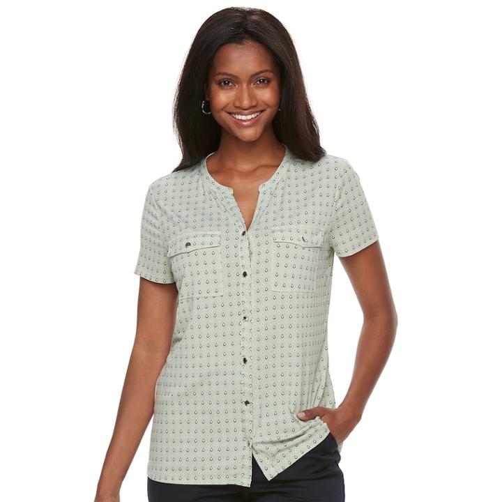Women's Croft & Barrow&reg; Print Shirt, Size: Small, Lt Green