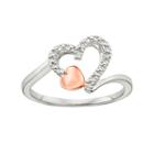 Platina 4 Diamond Accent Double Heart Ring, Women's, Size: 5, White