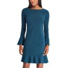 Women's Chaps Crepe Ruffled Dress, Size: 12, Blue