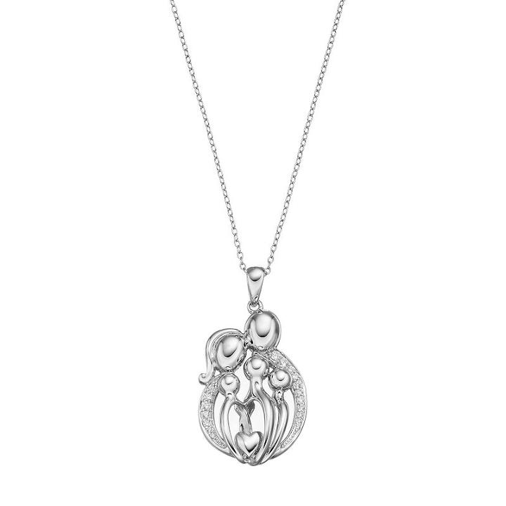 Sentimental Expressions Sterling Silver Cubic Zirconia Family Of 5 Necklace, Women's, Size: 18, White