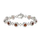 Sterling Silver Garnet & Lab-created White Sapphire Halo Link Bracelet, Women's, Size: 7.5, Red